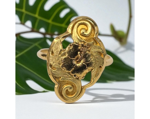 Bague en Or Jaune Hibiscus...
